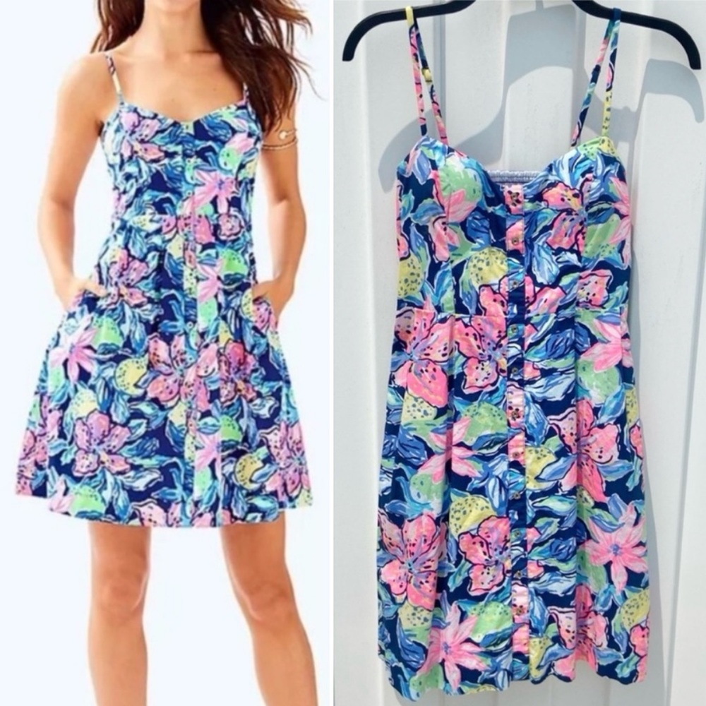 Lilly Pulitzer Easton Fit & Flare Mini Dress Nauti Blue Capri Soleil Size 4